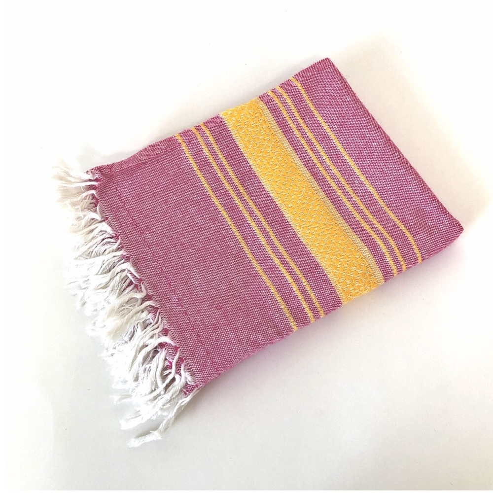 Pink & yellow throw blanket / runner / tablecloth